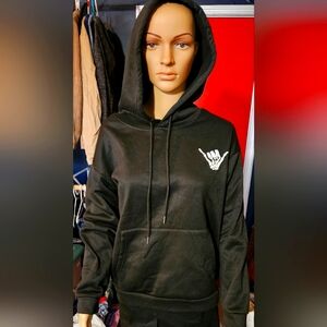 SHEIN skeleton hand black hoodie sz L